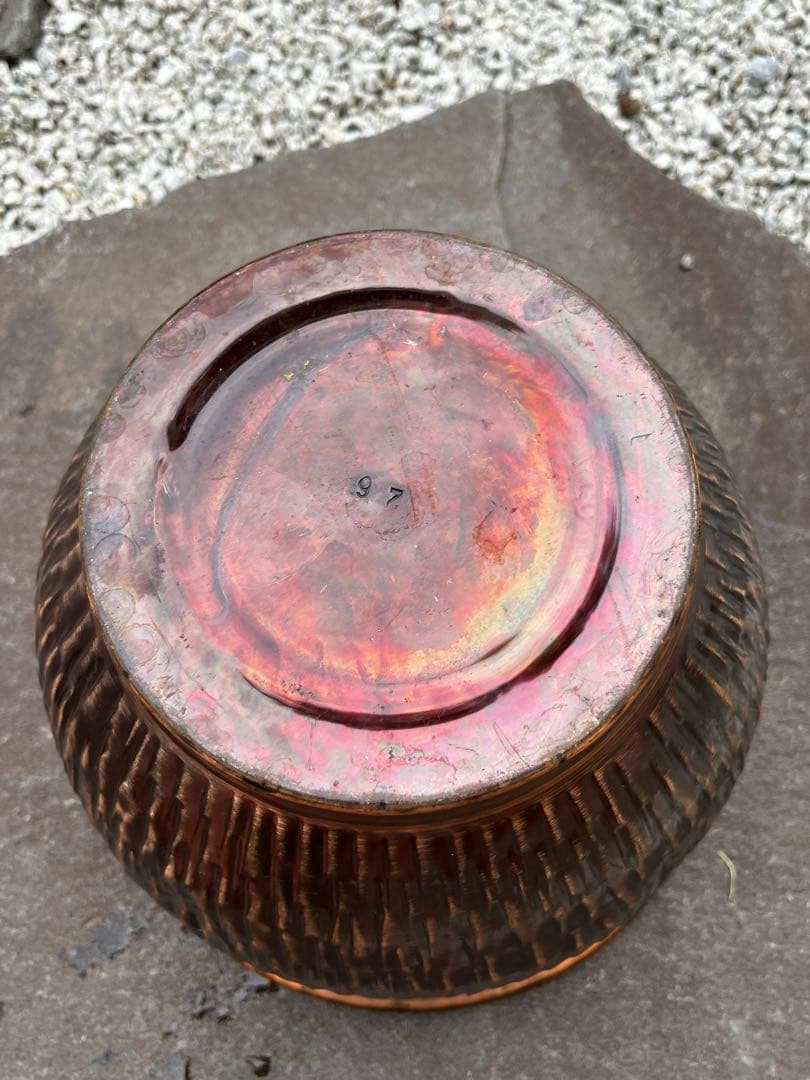 ゴージャス雰囲気　銅製　フラワーポット　& 鉄製　フラワースタンド　アンティーク