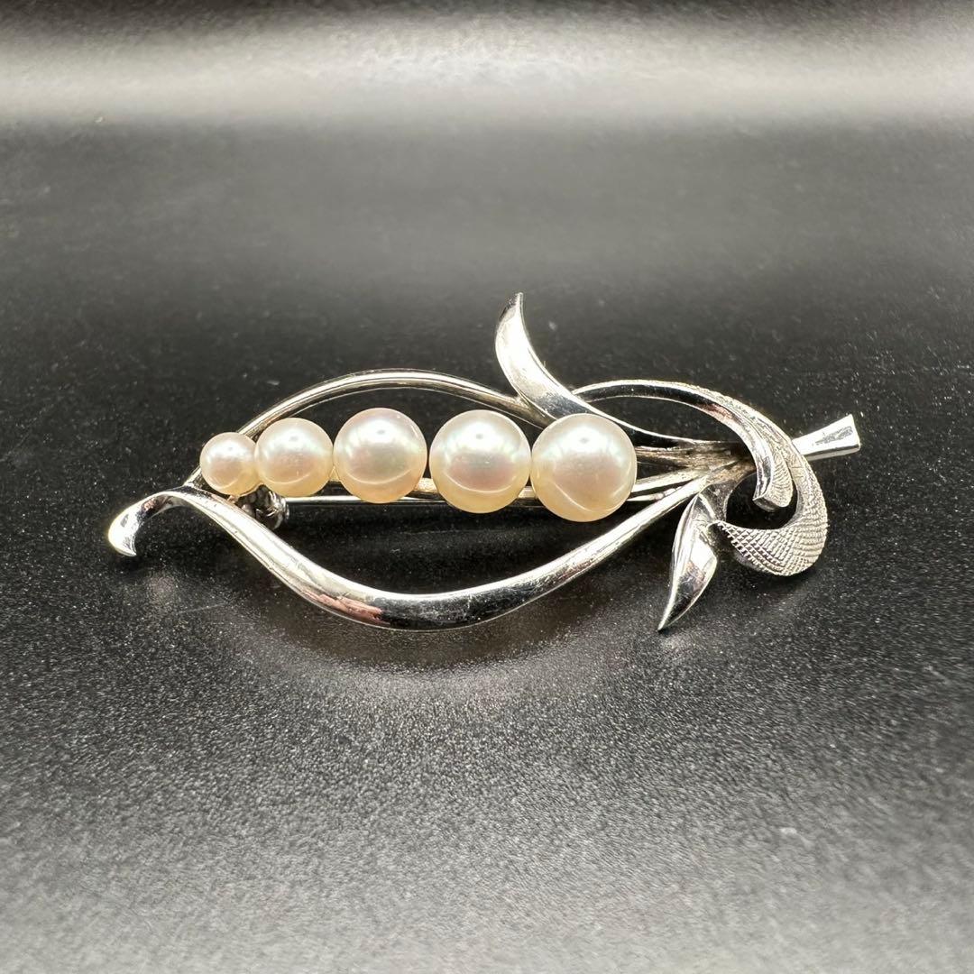 極美品✨　MIKIMOTO ミキモト　パール　ブローチ　ロゴ　刻印　1284