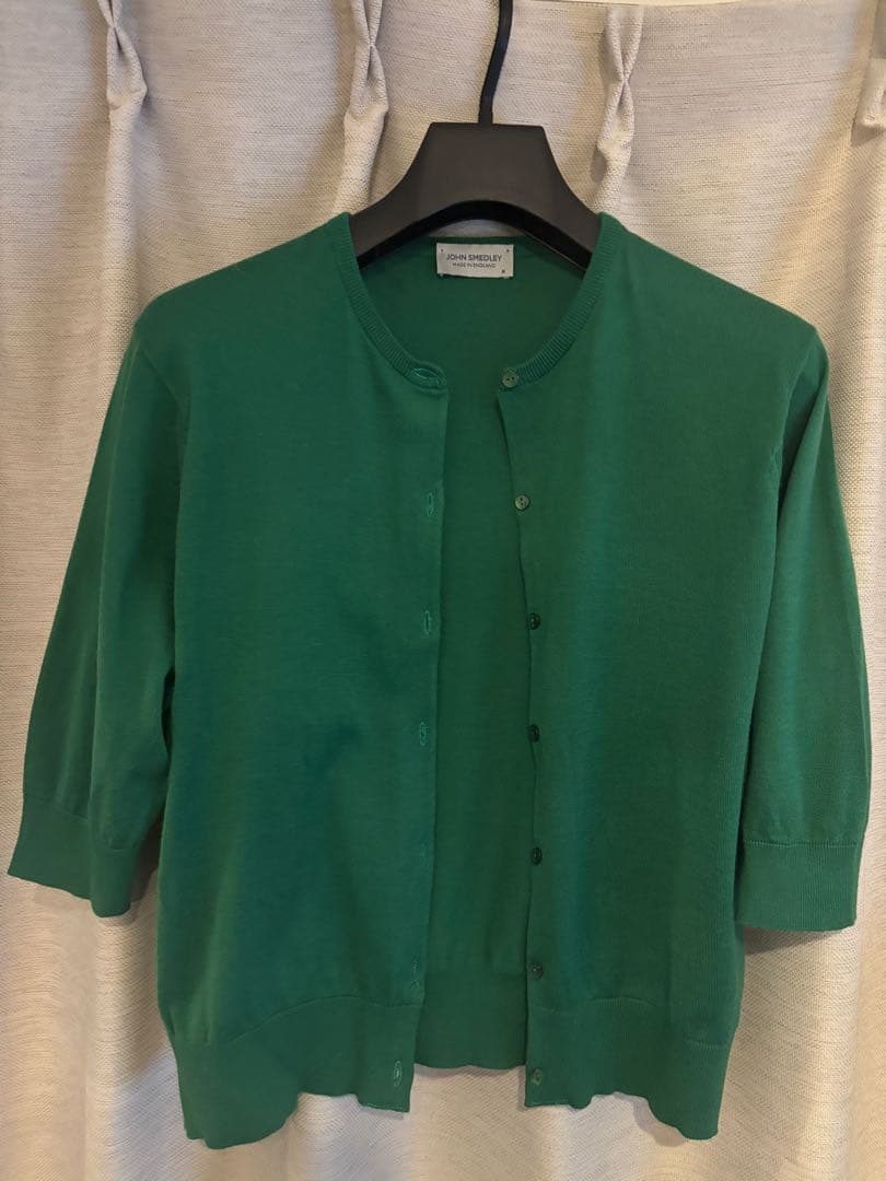 ジョンスメドレー 半袖ニットアンサンプル グリーン 海島綿　イギリス製　極美品