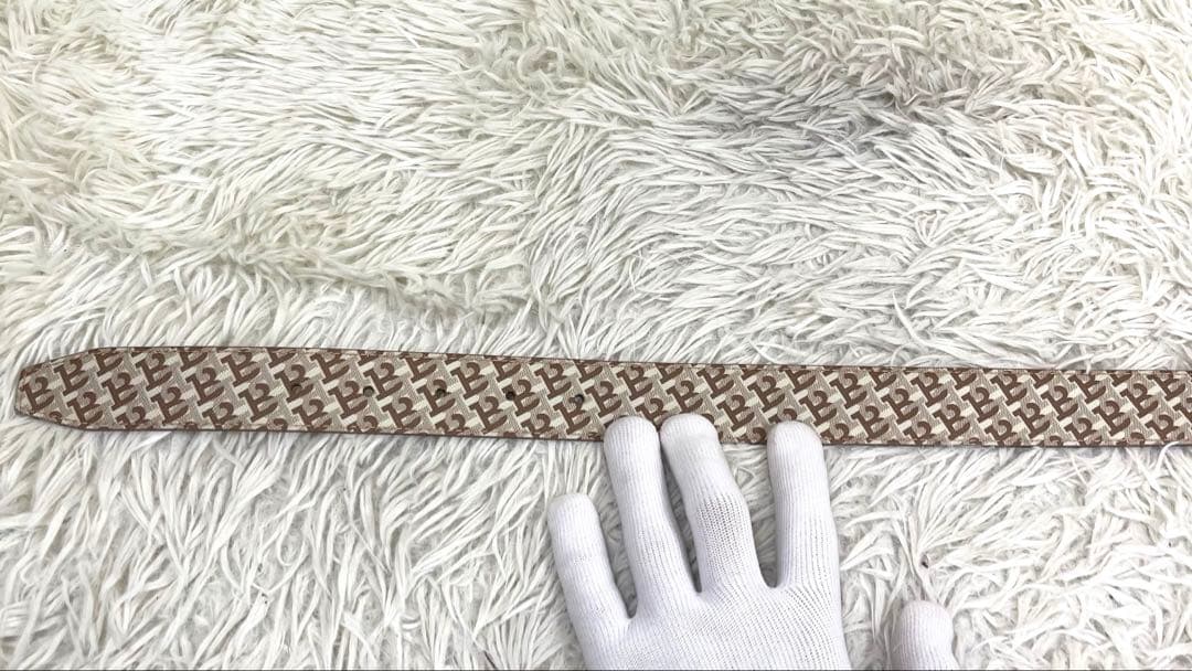 極美品‼️ BALLY リバーシブルベルト ロゴ金具　ゴールド金具　総柄　Bロゴ