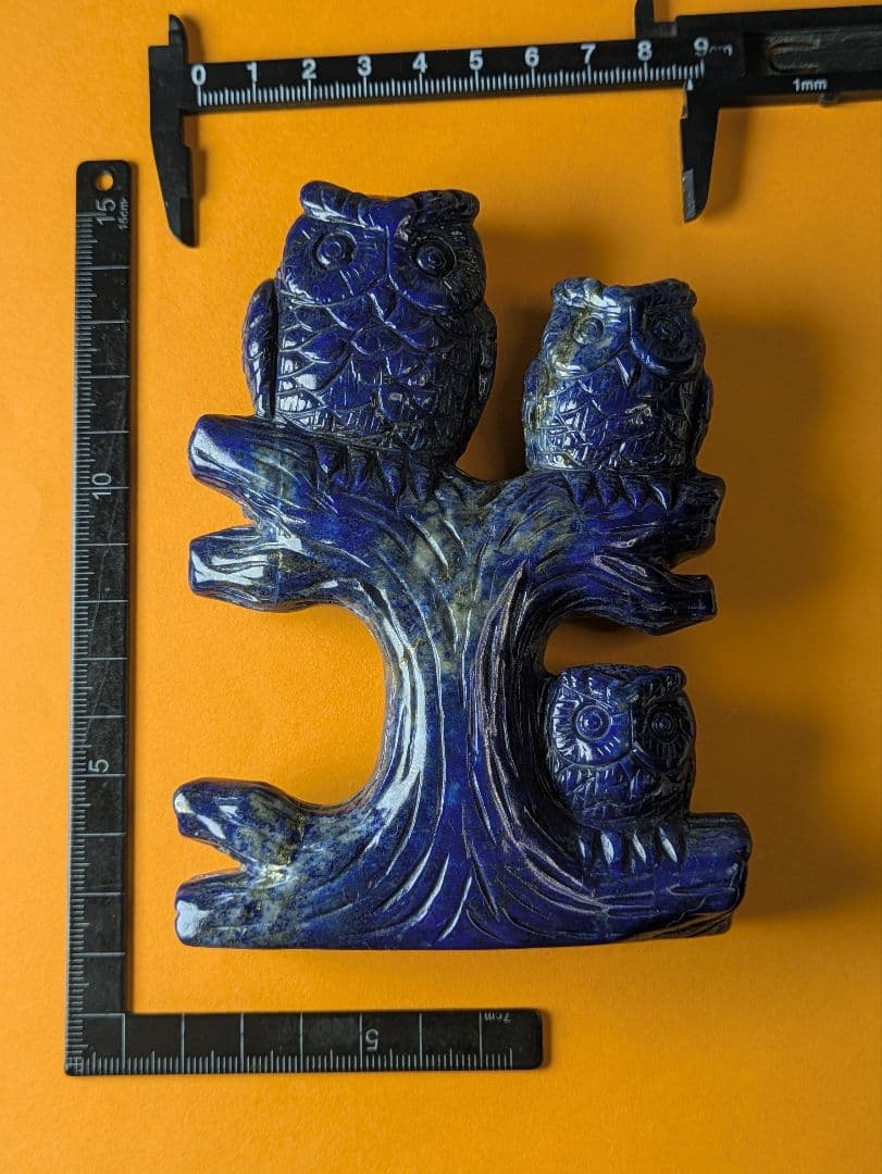天然石 ラピスラズリのふくろうの親子の置物です。工芸品！一点物！