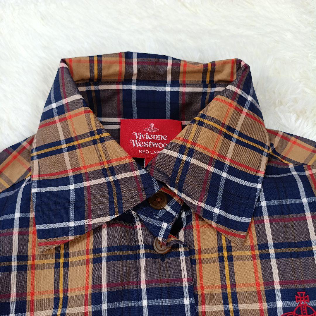 極美品✨ヴィヴィアンウエストウッド現行　変形シャツ　オーブ刺繍　アシメ　チェック