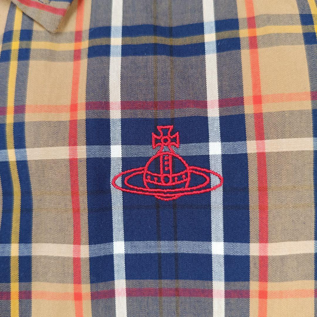 極美品✨ヴィヴィアンウエストウッド現行　変形シャツ　オーブ刺繍　アシメ　チェック