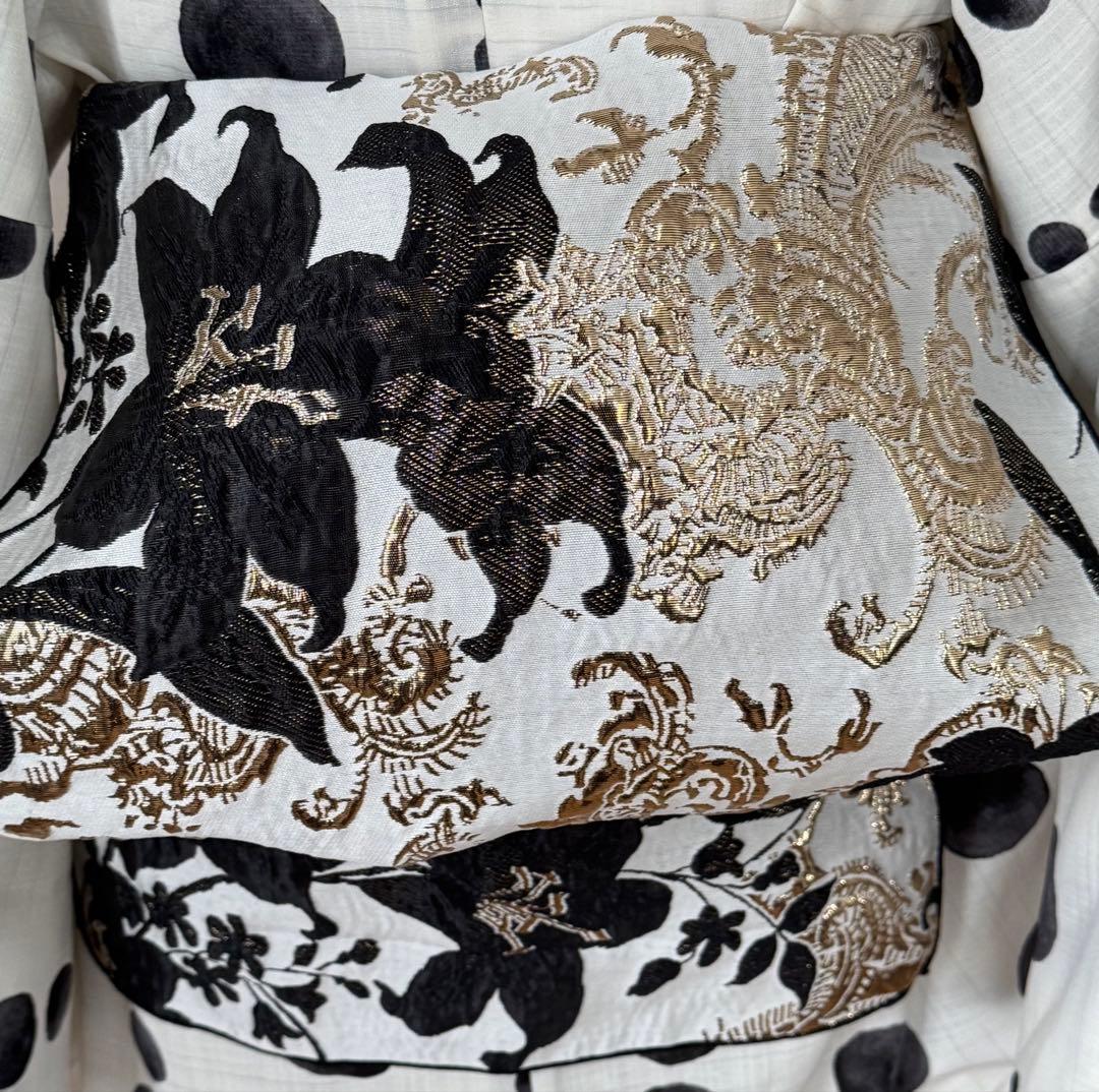 大人兵児帯【グリーンリリアルプ】【ブラックリリー】のセット