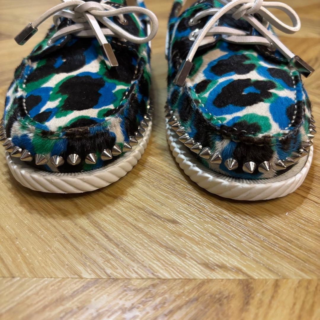 【美品】クリスチャンルブタン ヒョウ柄 ハラコ ローファー 約24cm 赤ソール