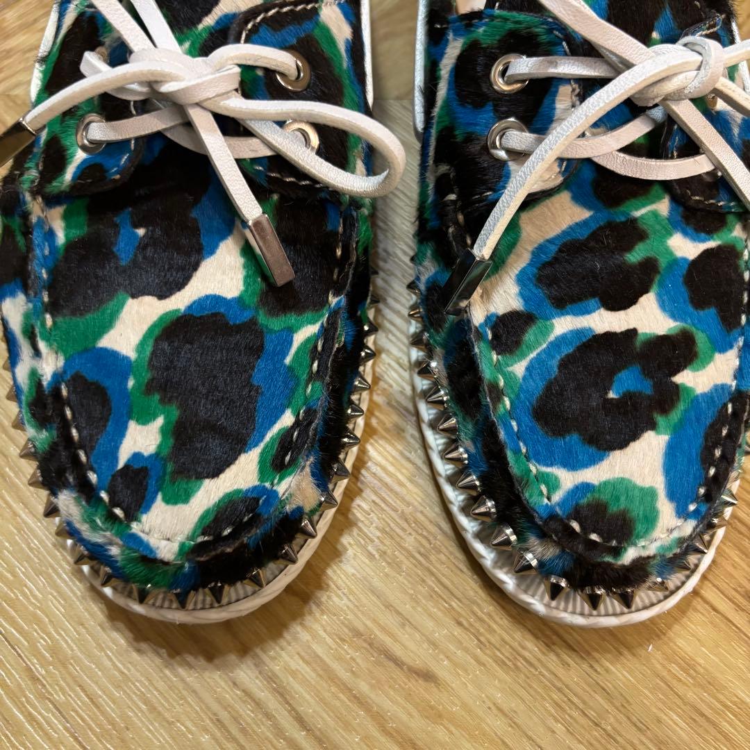 【美品】クリスチャンルブタン ヒョウ柄 ハラコ ローファー 約24cm 赤ソール