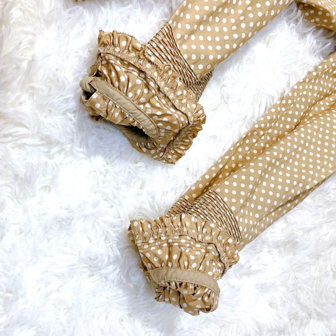 ピンクハウス フリルいっぱい　オーバーブラウス　ベージュ　ドット