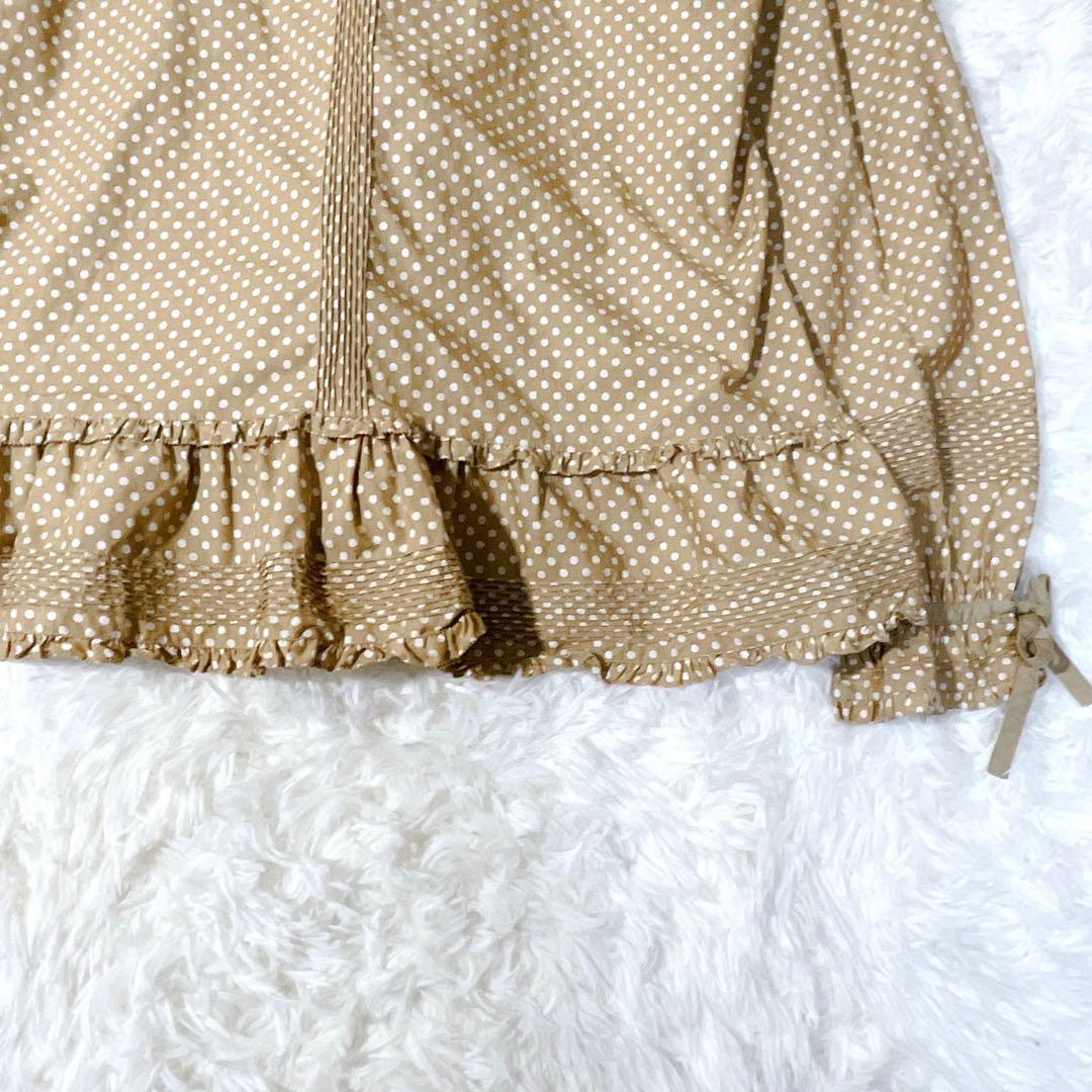 ピンクハウス フリルいっぱい　オーバーブラウス　ベージュ　ドット