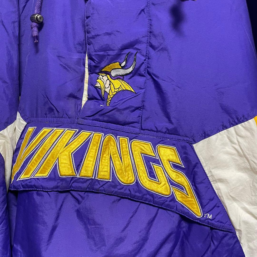 NFL VIKINGS ハーフジップ　ジャンパー　冬物　刺繍　パープル　古着　L