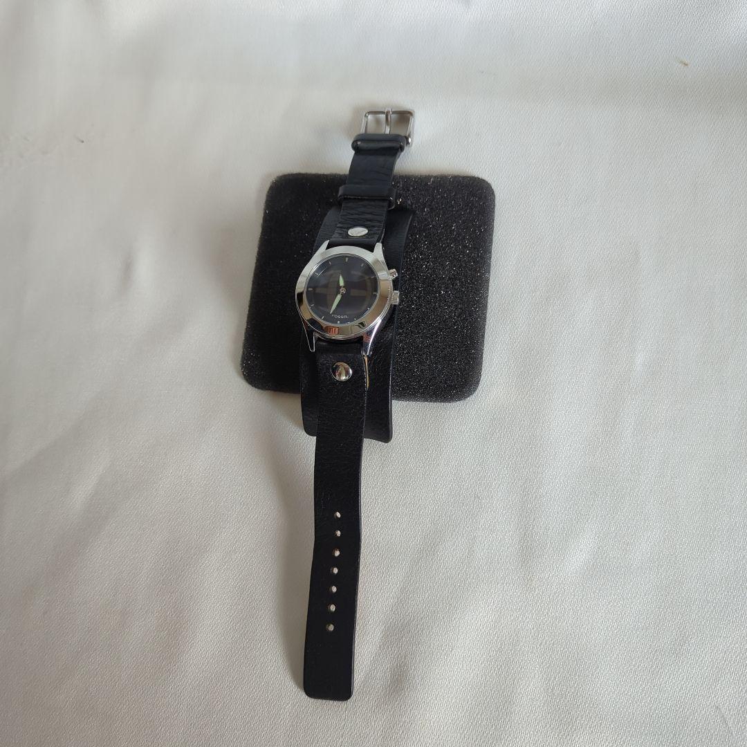 フォッシルFOSSIL BIG TIC腕時計レザーブラック美品