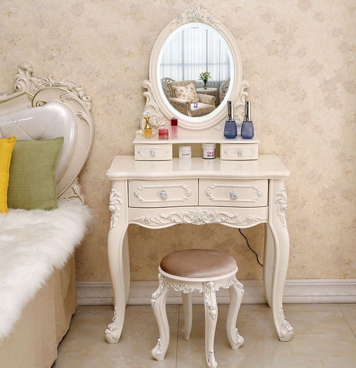 即日発送可能　シルバー　60cm 大人気　北欧風ドレッサースツールライト セット