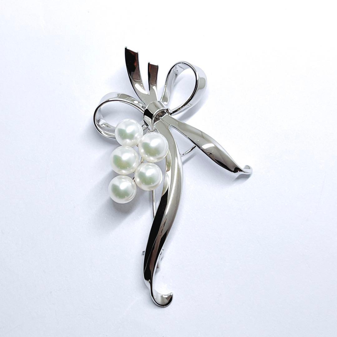【未使用品級】✨MIKIMOTO ミキモト パール　ブローチ　リボン　愛子様