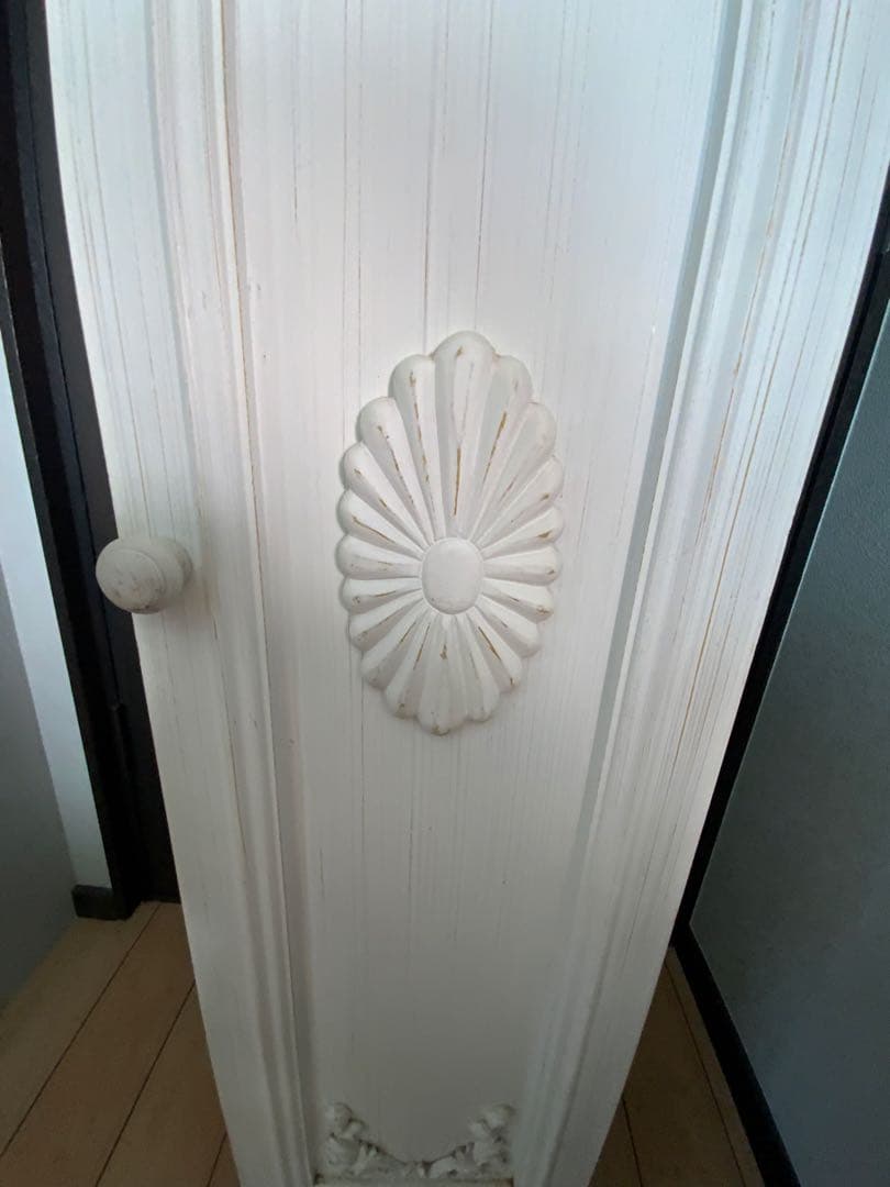 中古　美品　アンティーク　フランス　ホワイト 木製ラック 1