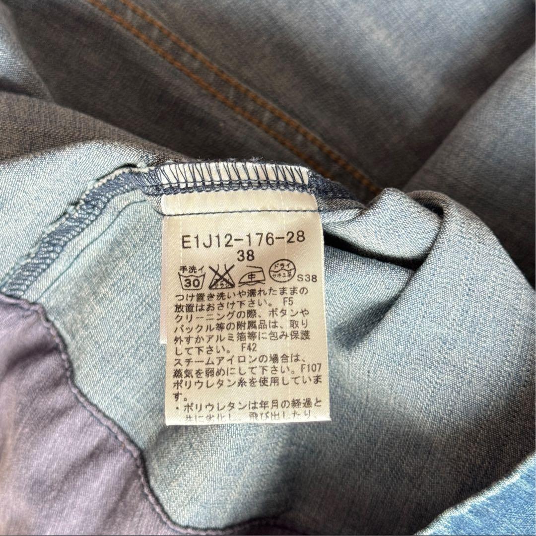 バーバリーブルーレーベル デニムワンピース ノバチェック ベルト Aライン M