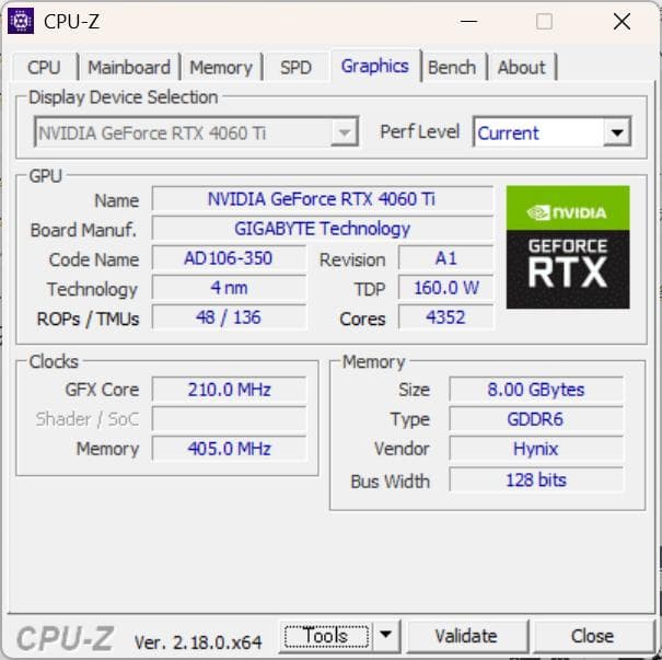 グラフィックボード・グラボ・ビデオカード GIGABYTE GEFORCE RTX 4060Ti WINFORCE 8GB