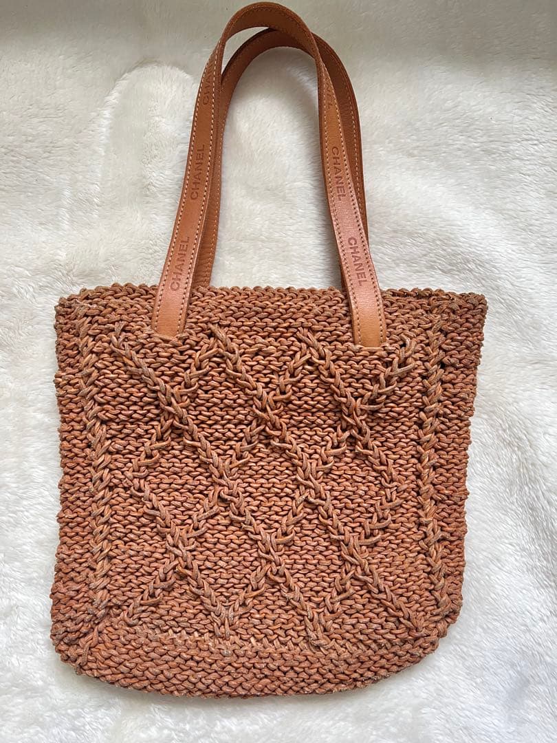 ベカシャネル　編み込みバッグ　ヌメ革