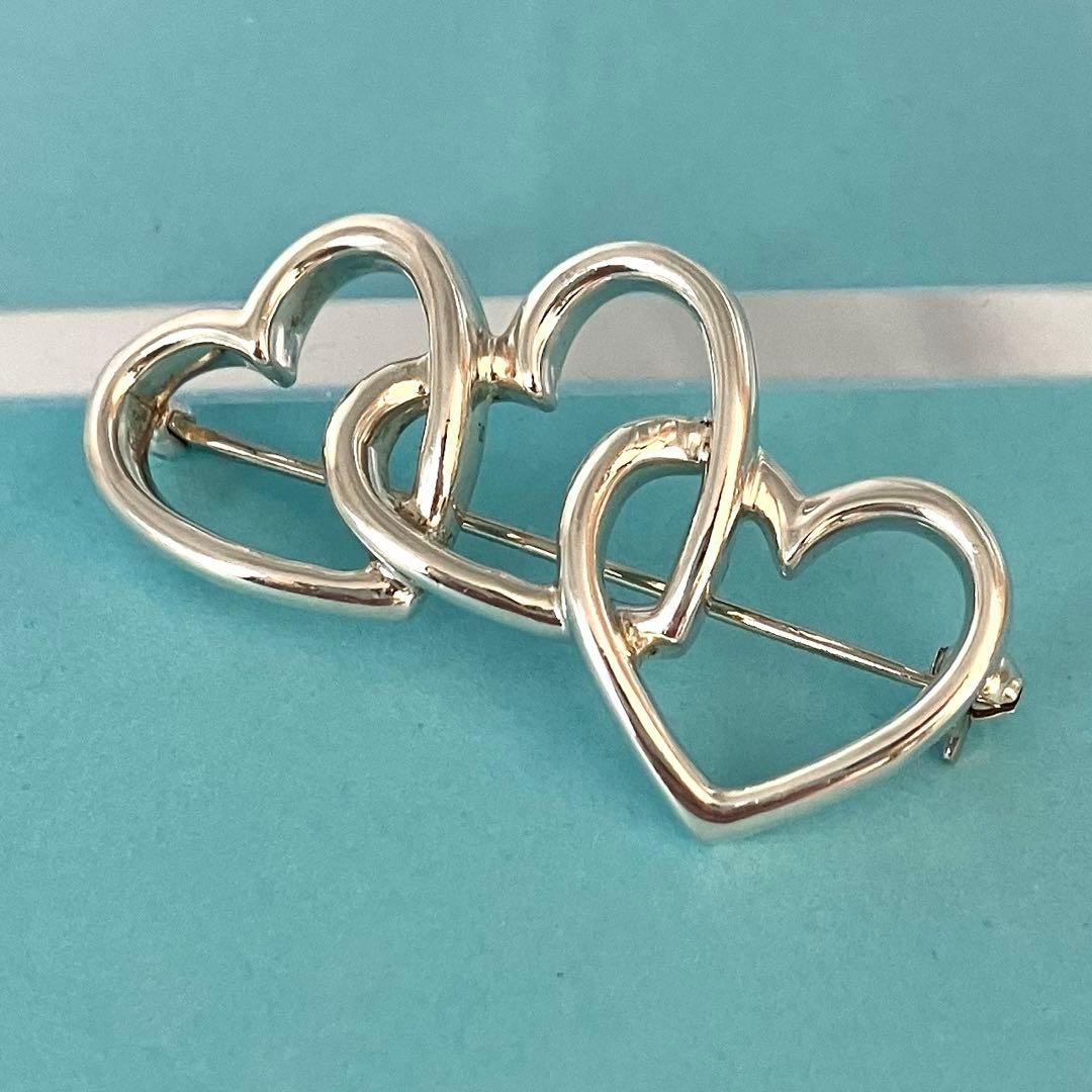 美品 TIFFANY＆Co ティファニー トリプル オープンハート ピンブローチ