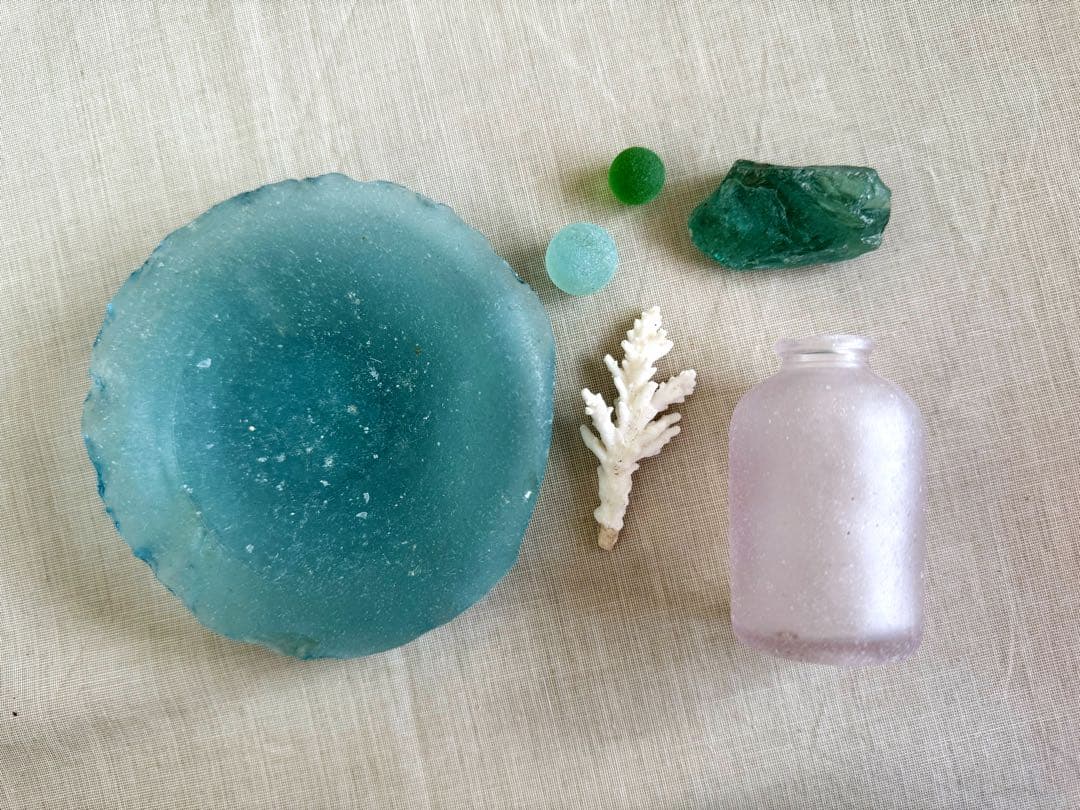 沖縄の海 奇跡の産物 ピンクのシーグラス瓶 激レア オブジェ シーグラスアート