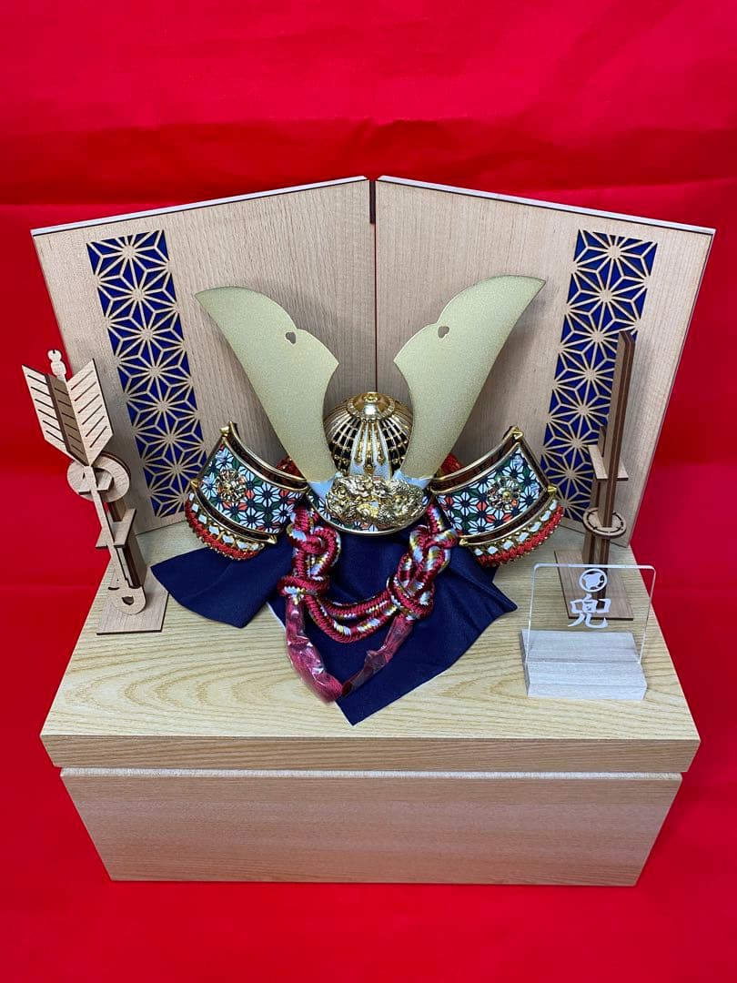 五月人形　兜飾り白木収納セット・コンパクトサイズ