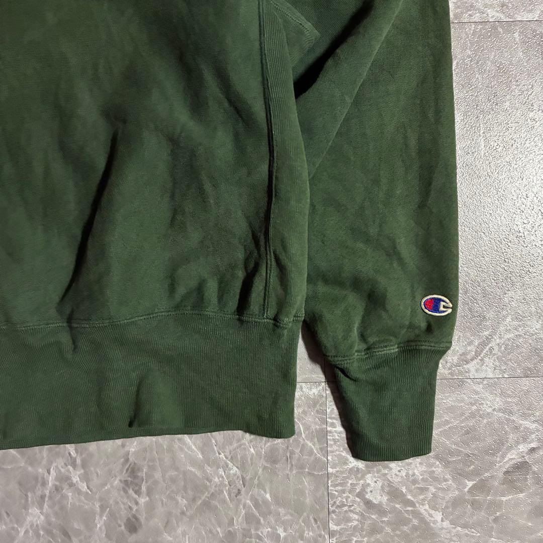 90sChampionリバースウィーブ無地スウェット フェードダークグリーンL