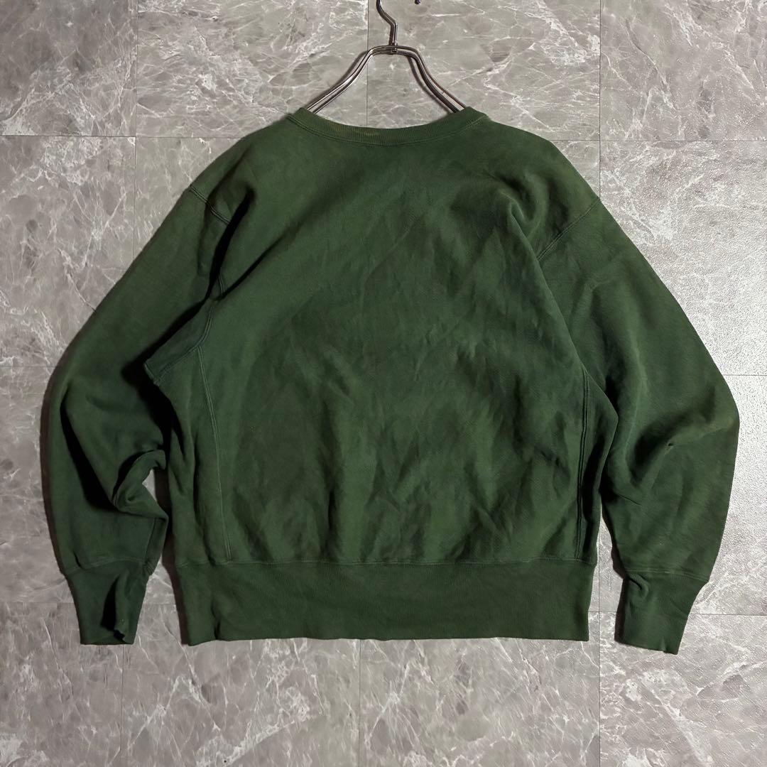 90sChampionリバースウィーブ無地スウェット フェードダークグリーンL
