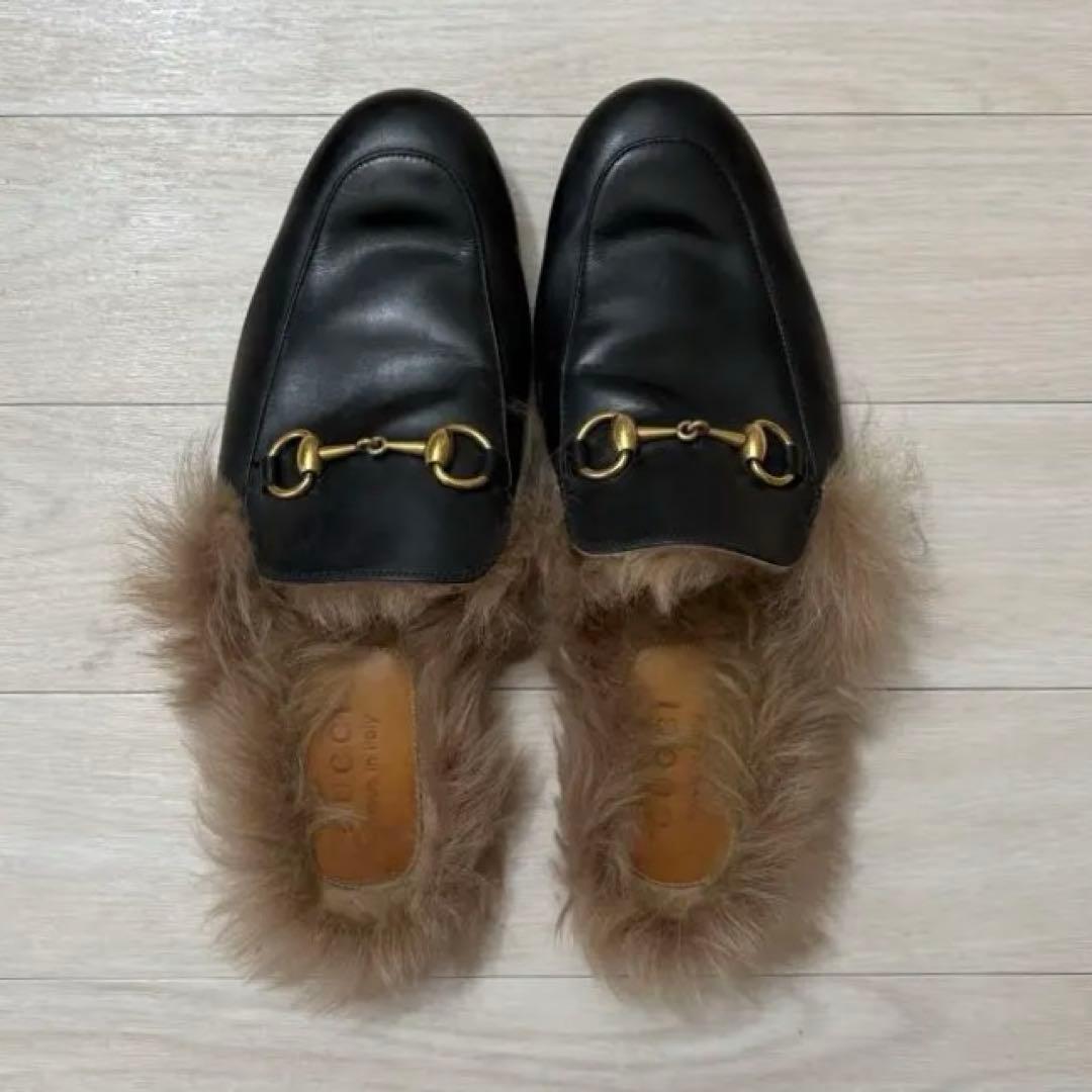 GUCCI プリンスタウン ホースビットファーサンダル