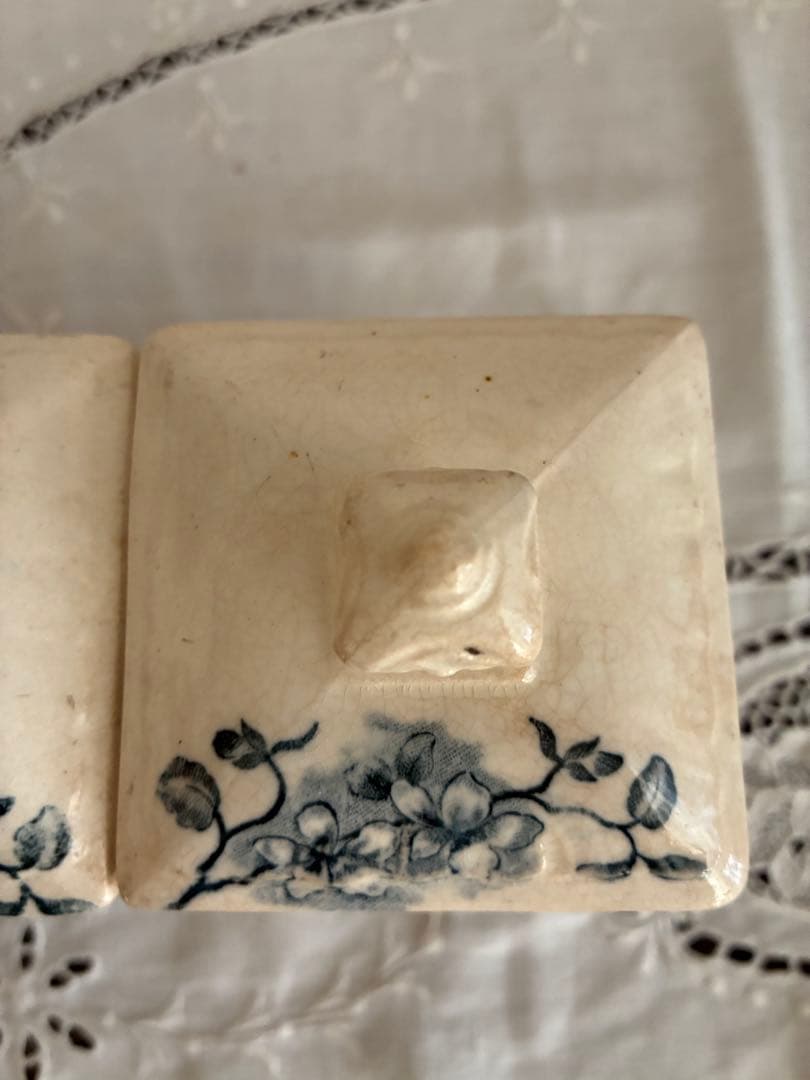 フランス　アンティーク　陶器　キャニスター　小さめ