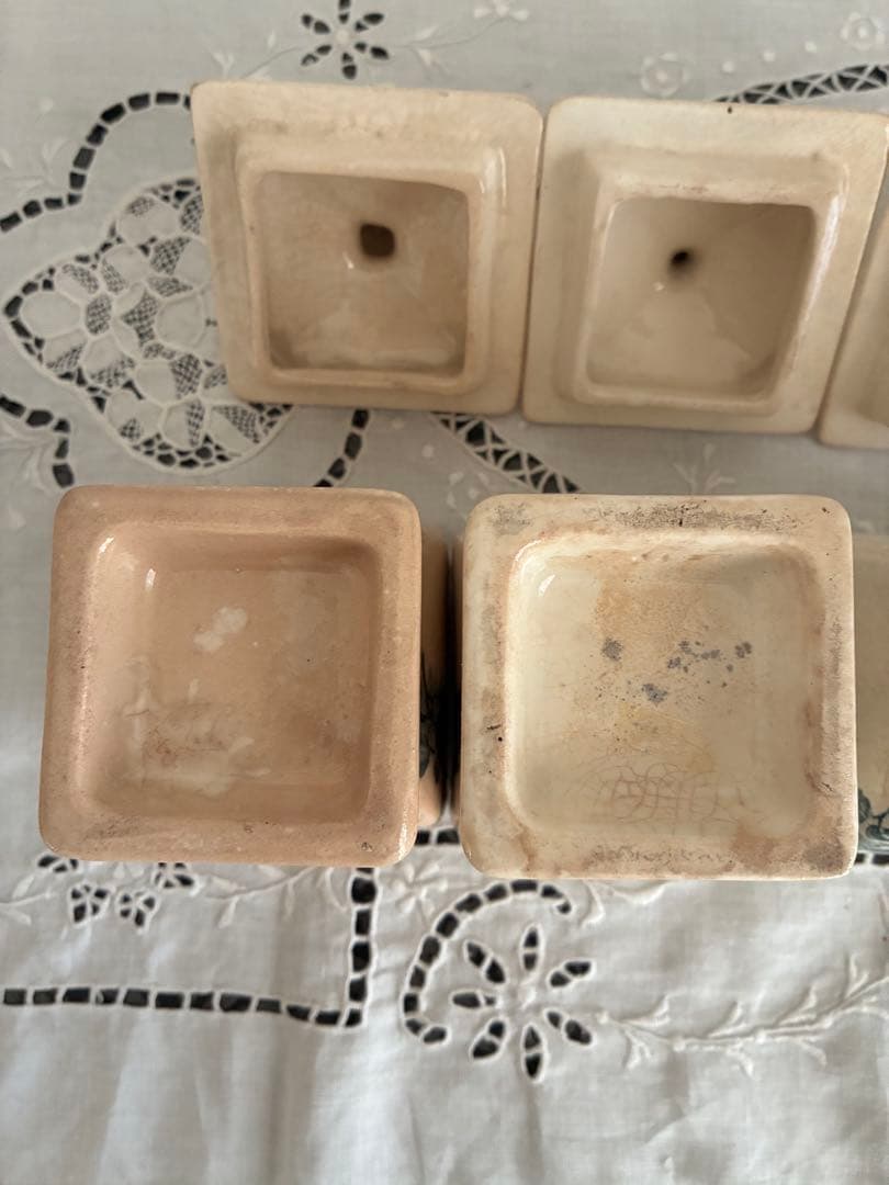 フランス　アンティーク　陶器　キャニスター　小さめ