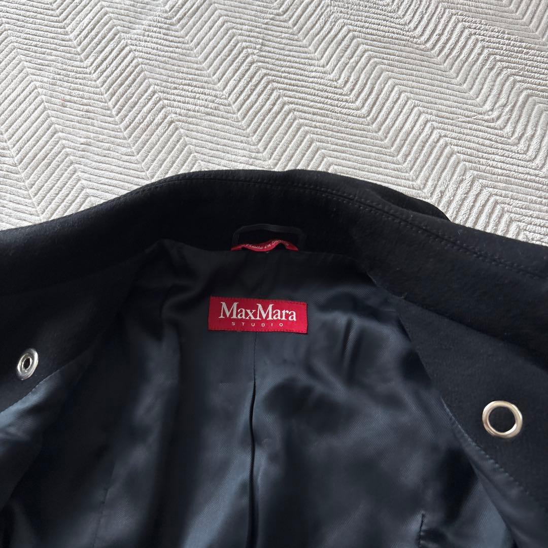ぽぽ美品　MaxMara ブラック ピーコートM イタリア製