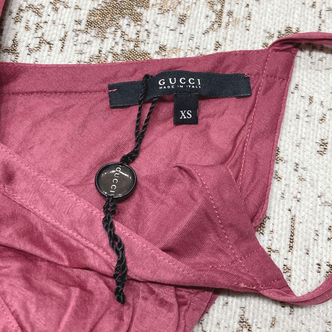 グッチ キャミソール XS ピンク 綿100% ストレッチ イタリア製 インナー