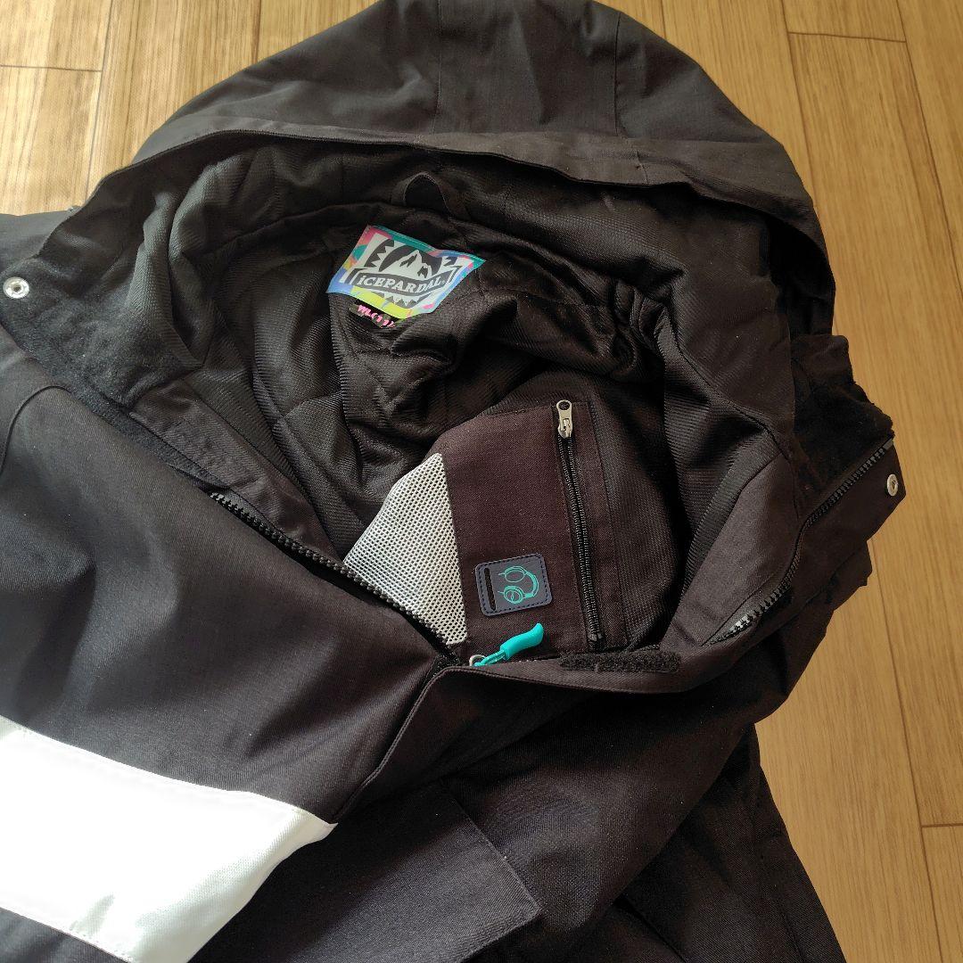 ICEPARDAL スキーウェア　上下セット 黒 水色 手袋付き