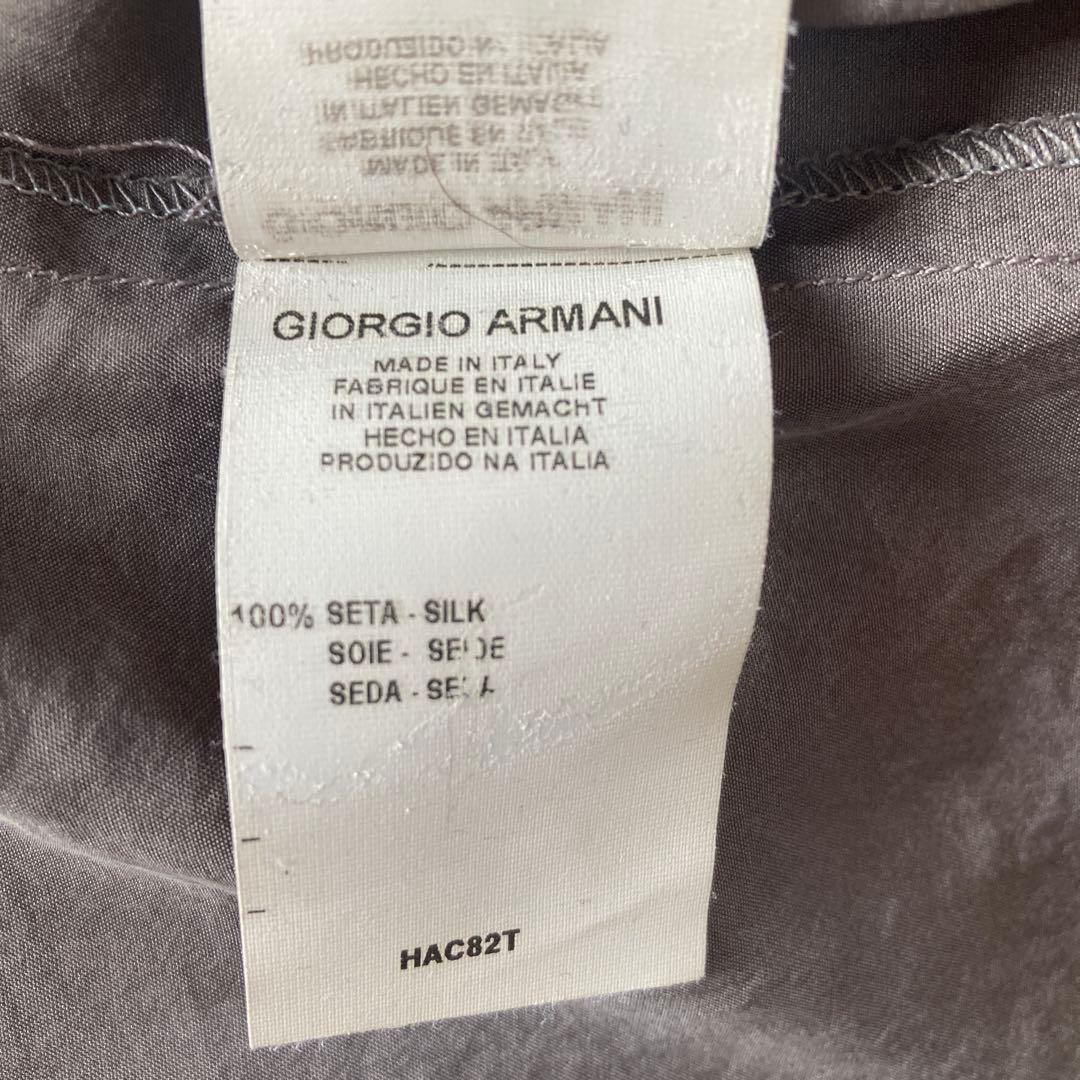 ジョルジオアルマーニ　44 グレー シルク　長袖ボタンシャツ　ブラウス