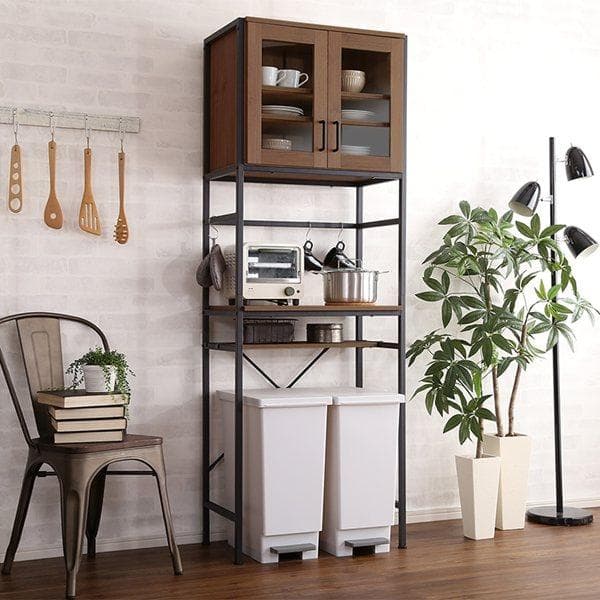 ヴィンテージごみ箱上ラック スリムタイプ ウォールナット [7228]