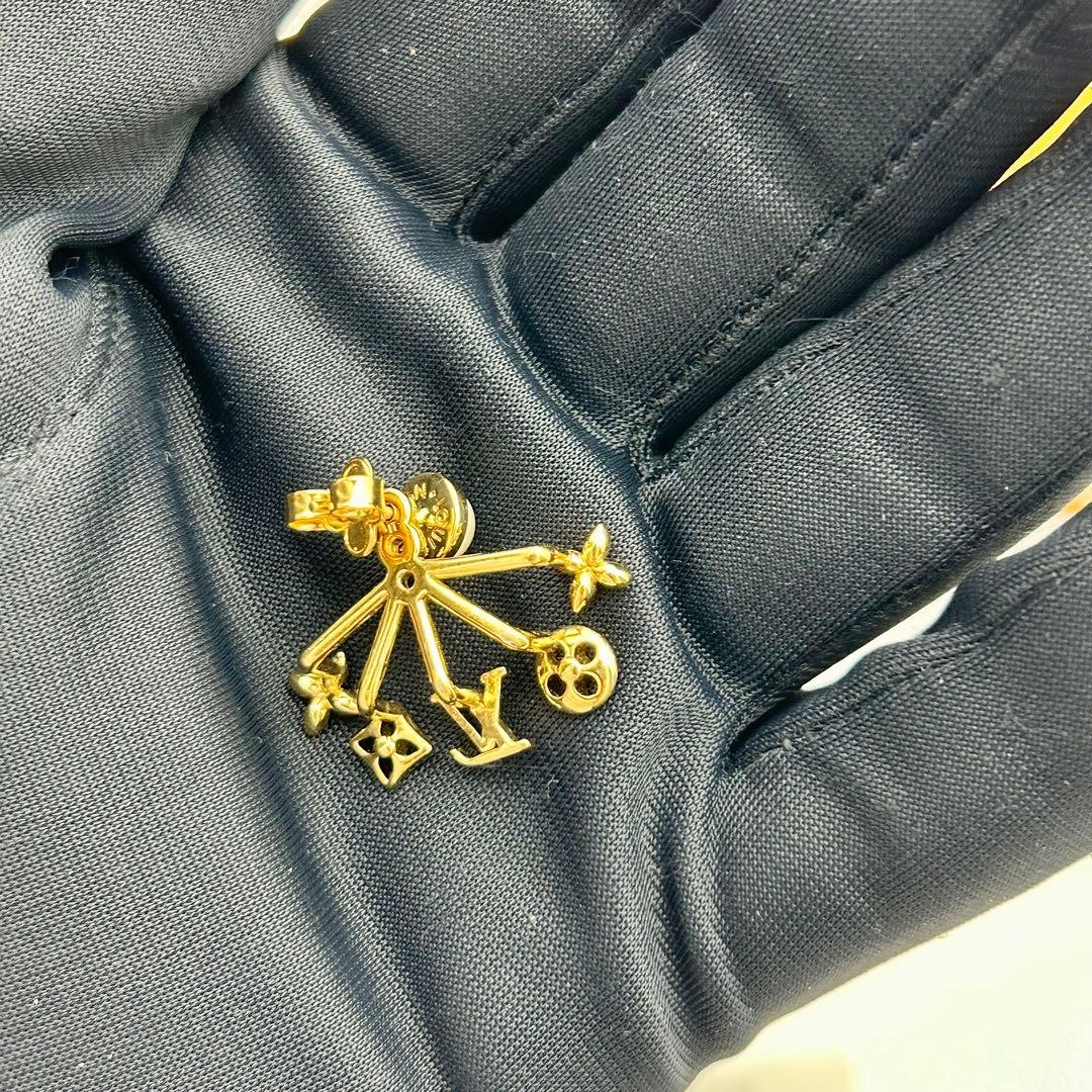 極美品　ルイヴィトン ピアス クルーザー フェイクパール ゴールド　片耳