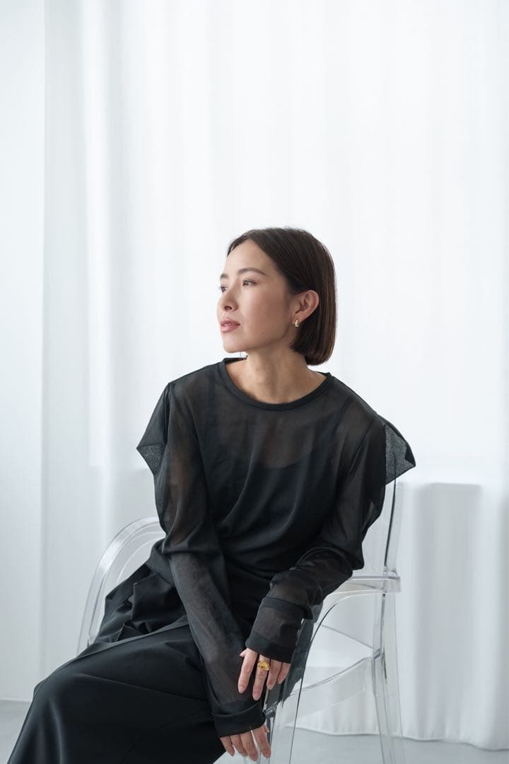 トップス roughlow Edge Sheer Tops(black