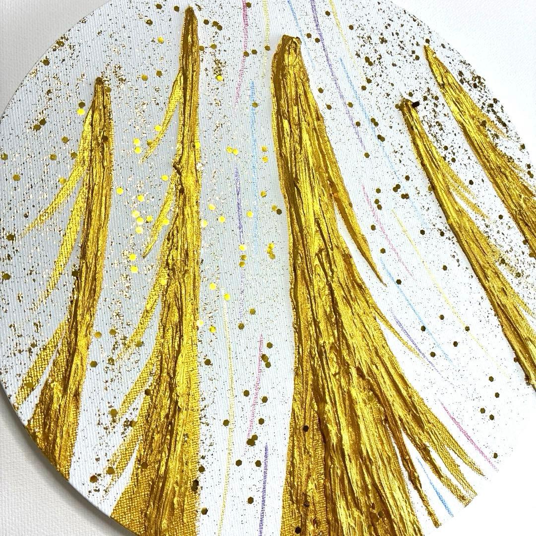 開運絵画　昇龍　天界からのメッセージ　金龍　天界の花　金箔