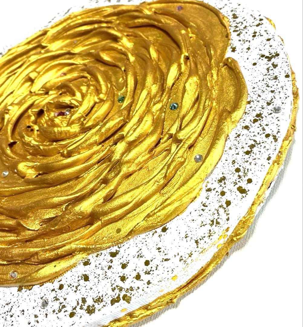 開運絵画　昇龍　天界からのメッセージ　金龍　天界の花　金箔