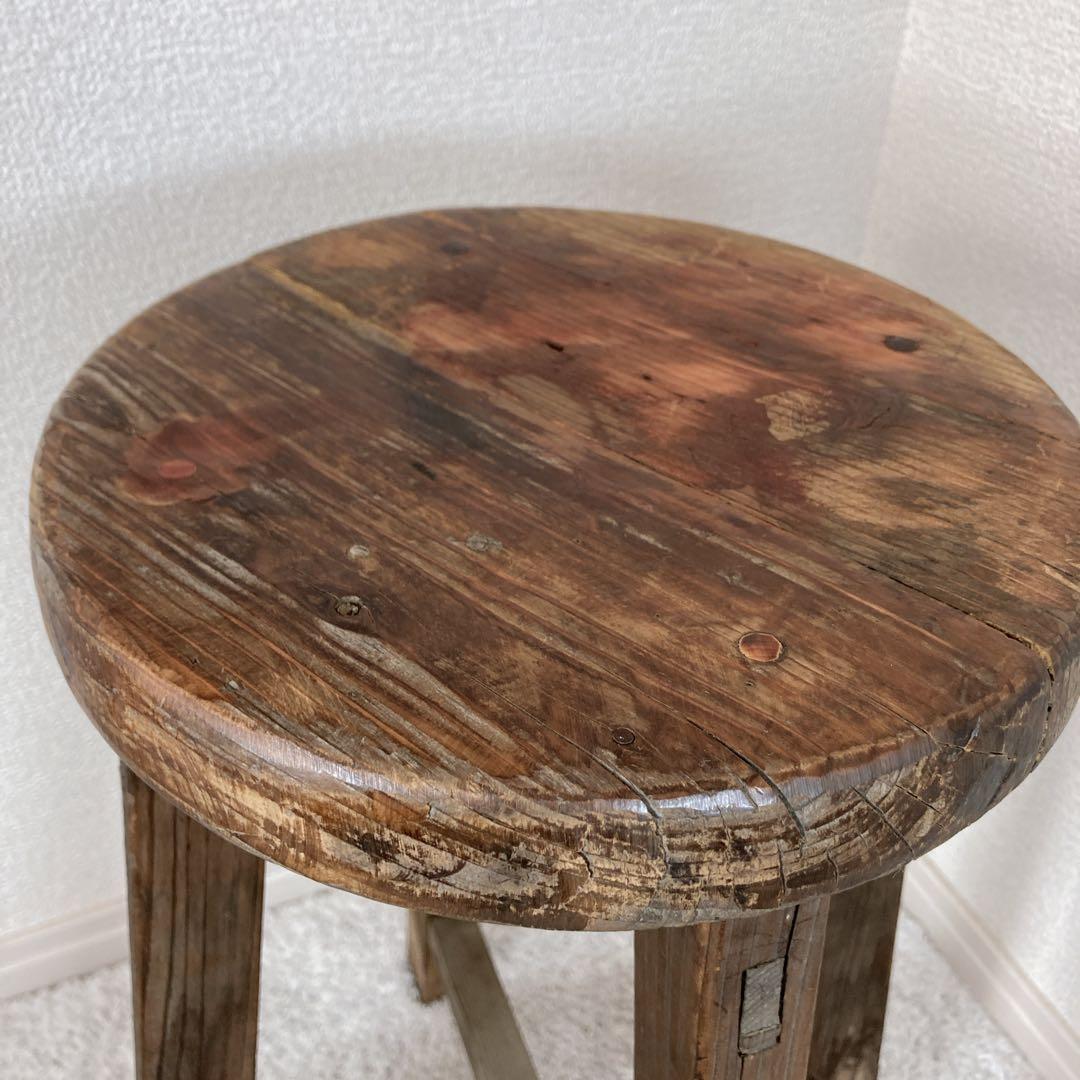 レトロ家具　丸椅子　木製スツール　古道具　古家具　昭和レトロ　飾台　アンティーク