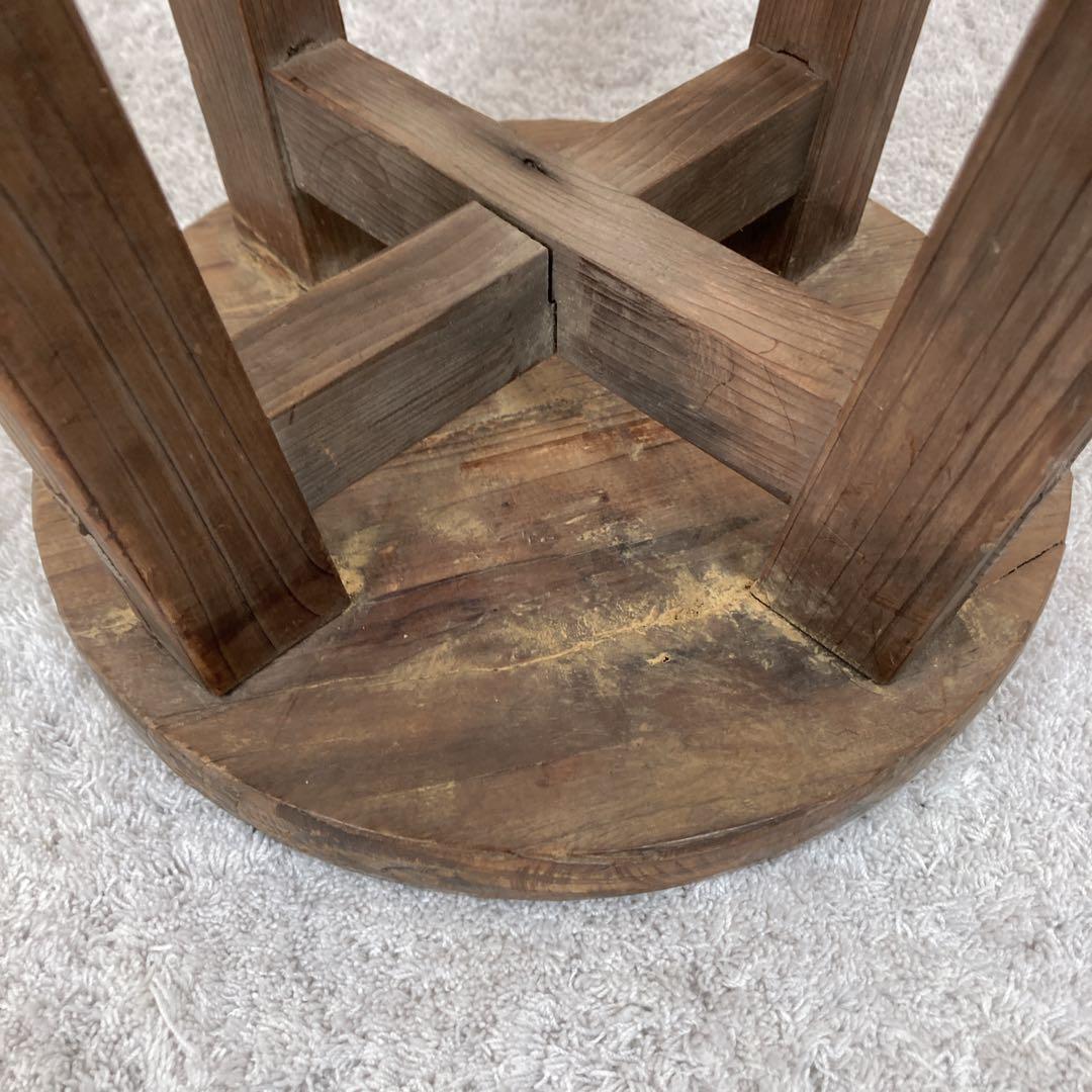 レトロ家具　丸椅子　木製スツール　古道具　古家具　昭和レトロ　飾台　アンティーク