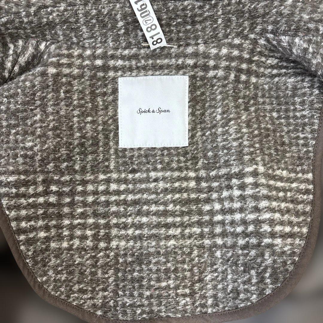 スピックアンドスパン　Wスライバーチェックハーフコート ブラウン36