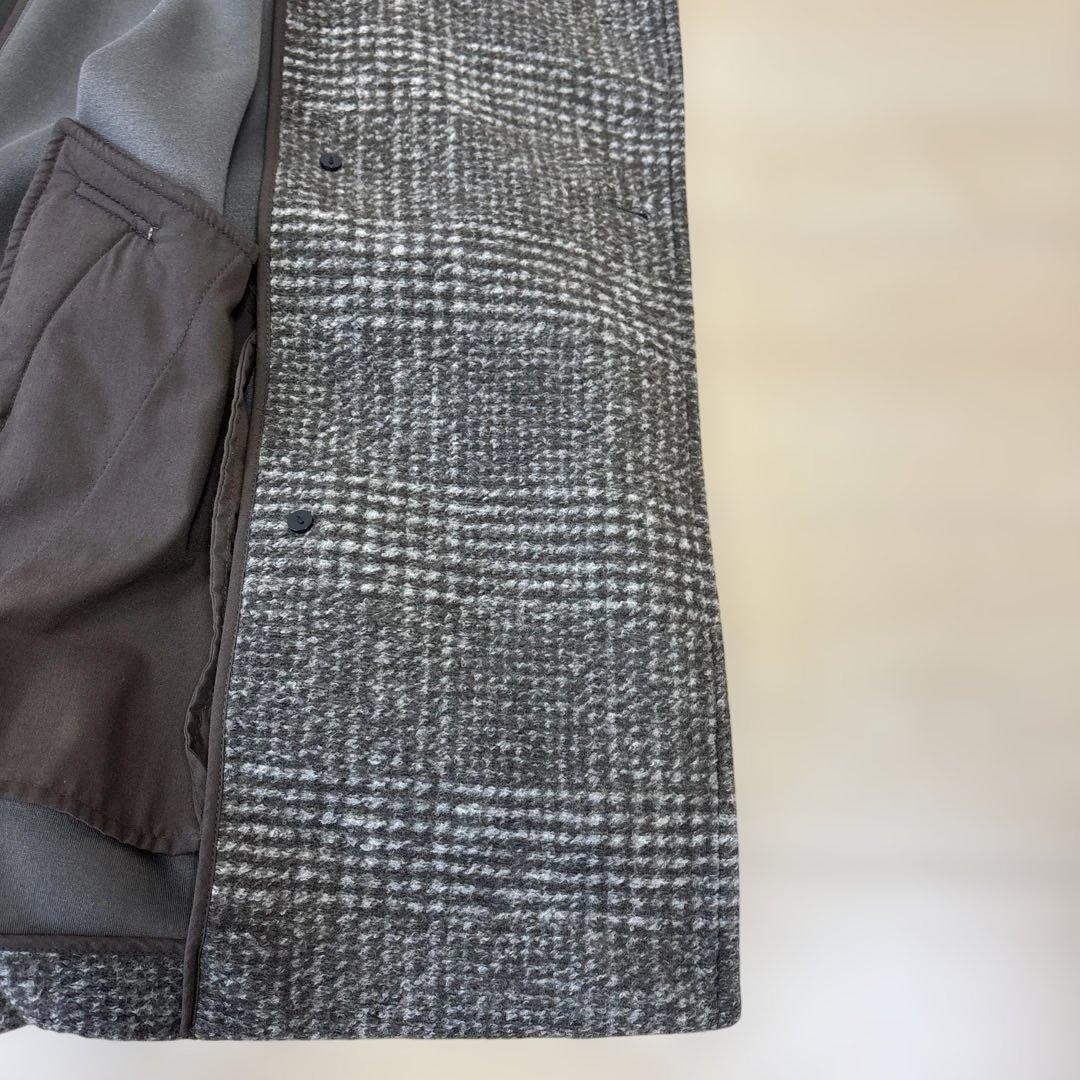 スピックアンドスパン　Wスライバーチェックハーフコート ブラウン36