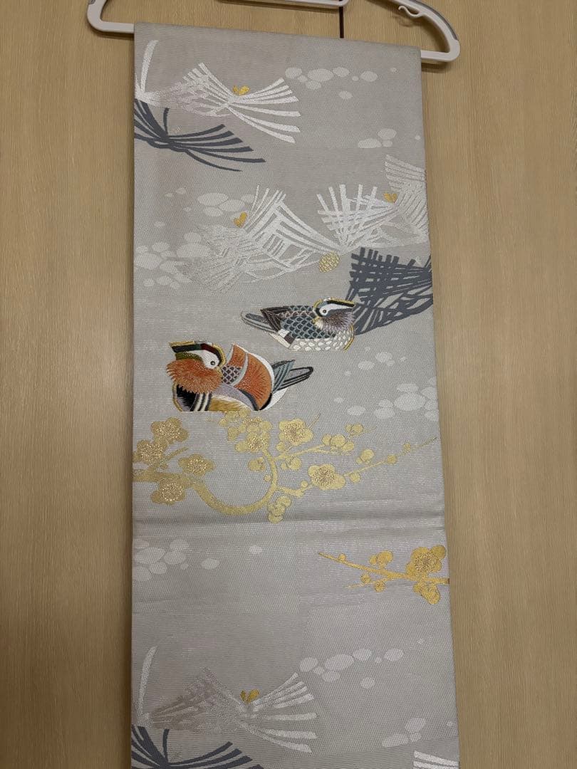 ま*ん様 人間国宝 羽田登喜夫「鴛鴦」　六通袋帯　落款入り