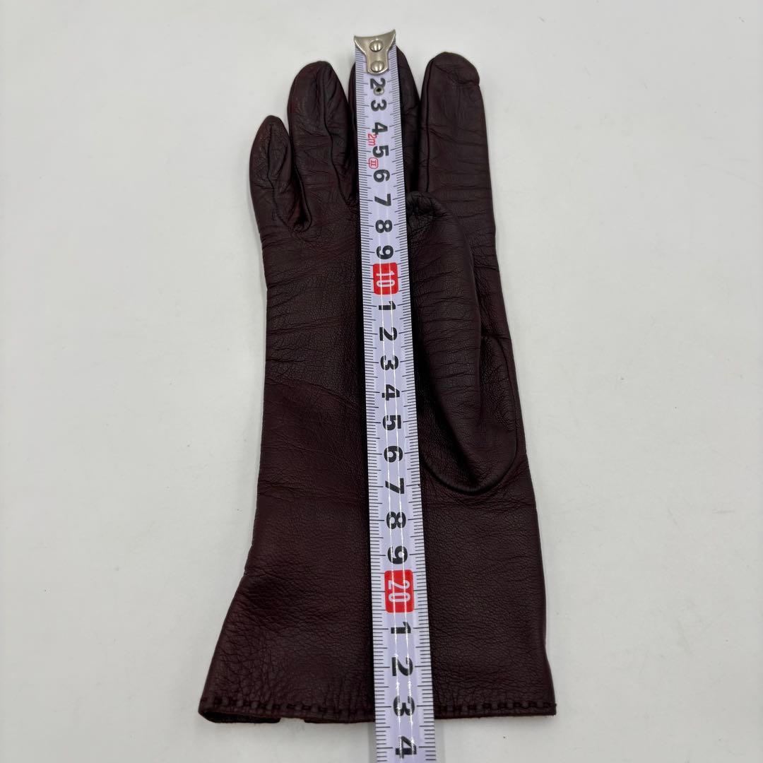HERMES エルメス Hロゴモチーフ レザー グローブ 革手袋　ボルドー