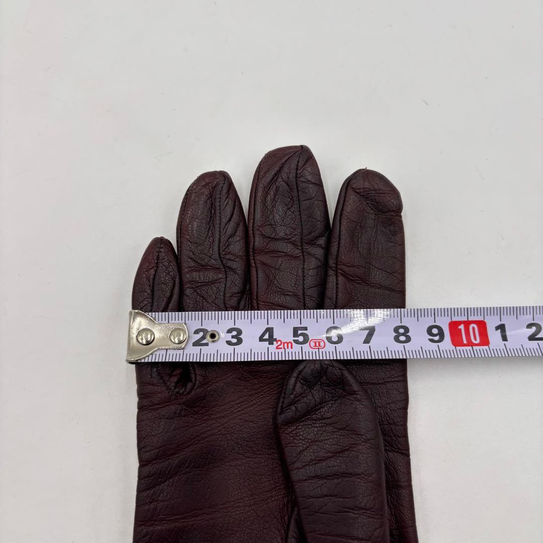 HERMES エルメス Hロゴモチーフ レザー グローブ 革手袋　ボルドー
