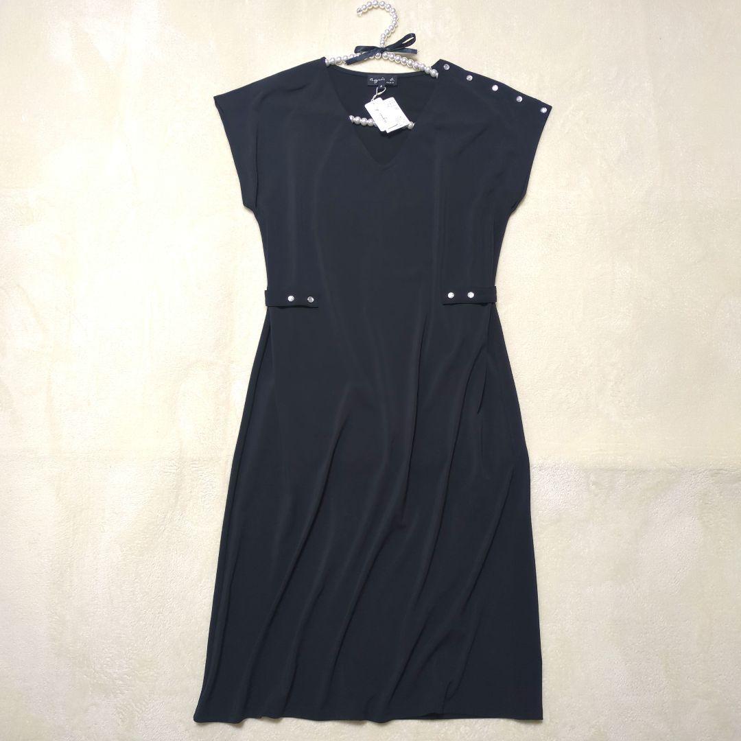 アニエスベー【新品 未使用品】Vネック ブラック ワンピース ドレス　黒　2