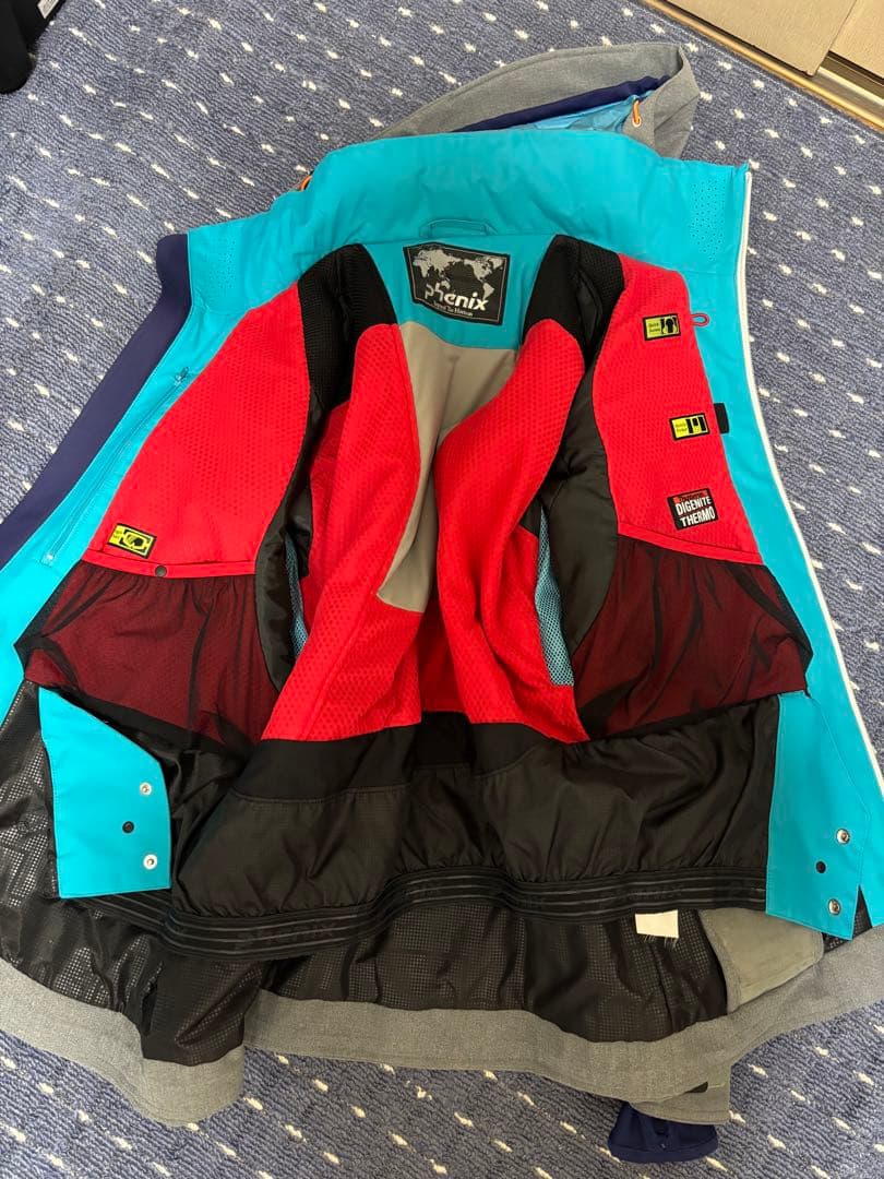 【極美品】phenix グレー ブルー　スキーウェア パンツ　フード　上下セット