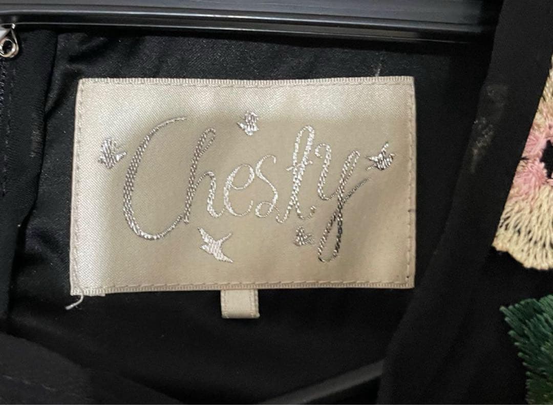 Chesty チェスティ　長袖 ワンピース　アジサイ 刺繍