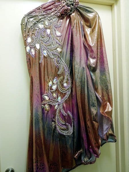 ピンク系グラデーションにゴールドラメのベリーダンス衣装