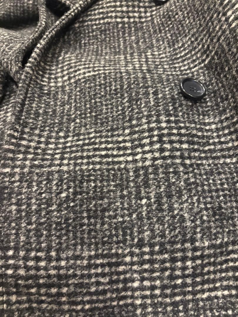 Spick & Span Wスライバーチェックハーフコート　38 ブラック