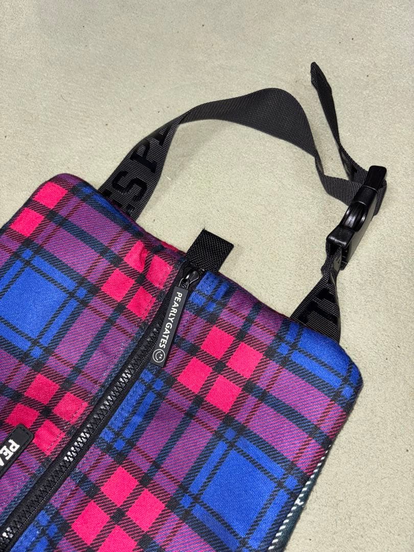 （超美品）パーリーゲイツ、マルチチェック&カモ柄シリーズ、シューズケース